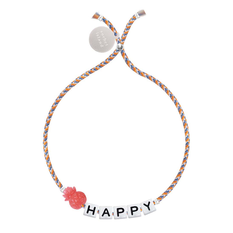 ARMBAND Square Letter & Charm Bracelet "Happy"